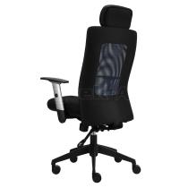 Kancelářská židle LEXA s podhlavníkem, černý sedák, síť. opěrák