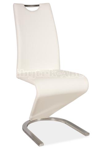 Jídelní a kuchyňská židle H-090, čalouněná,  bílá/ocel