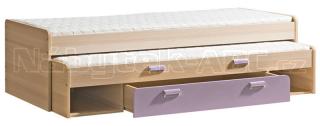 LIMO L16 postel,  výsuvná, úložný prostor, fialová