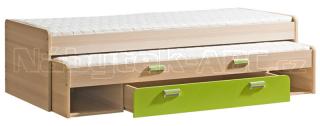 LIMO L16 postel, výsuvná, úložný prostor, zelená